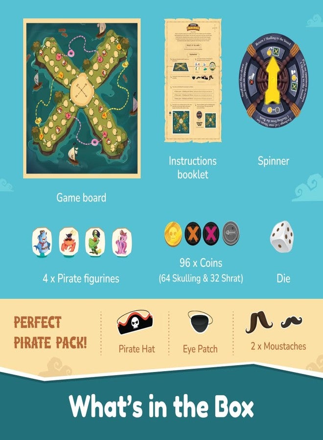 Bloomingo Board Game - Pirate's Paradise: Exciting Pirate Treasure Hunt Adventure Game for Kids & Adults; Explore The Island Collect Skullings and Win; Birthday Gift for Ages 6,7,8,9,10,11,12 & More - Image 2